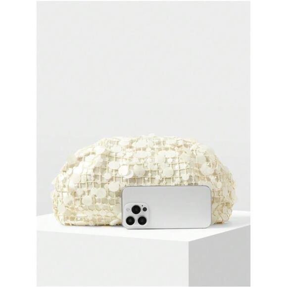 Women's Bag Elegant Faux Leather, Clutch Bag Apricot - Picture 3 of 5